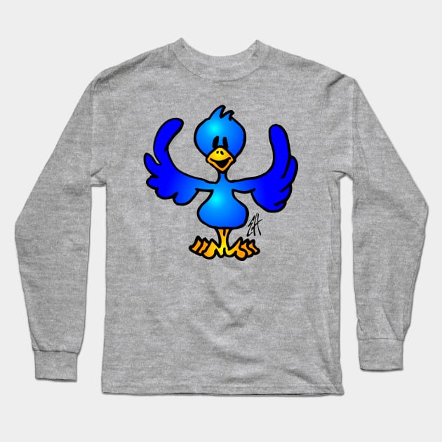 Blue twitter bird Long Sleeve T-Shirt by Cardvibes